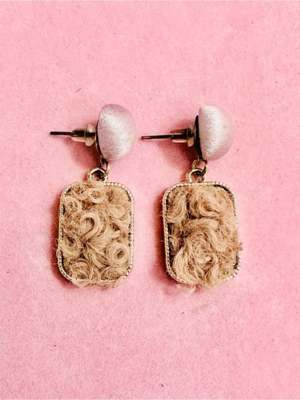 NWT Blush Pink Textured Rectangle Drop Earrings